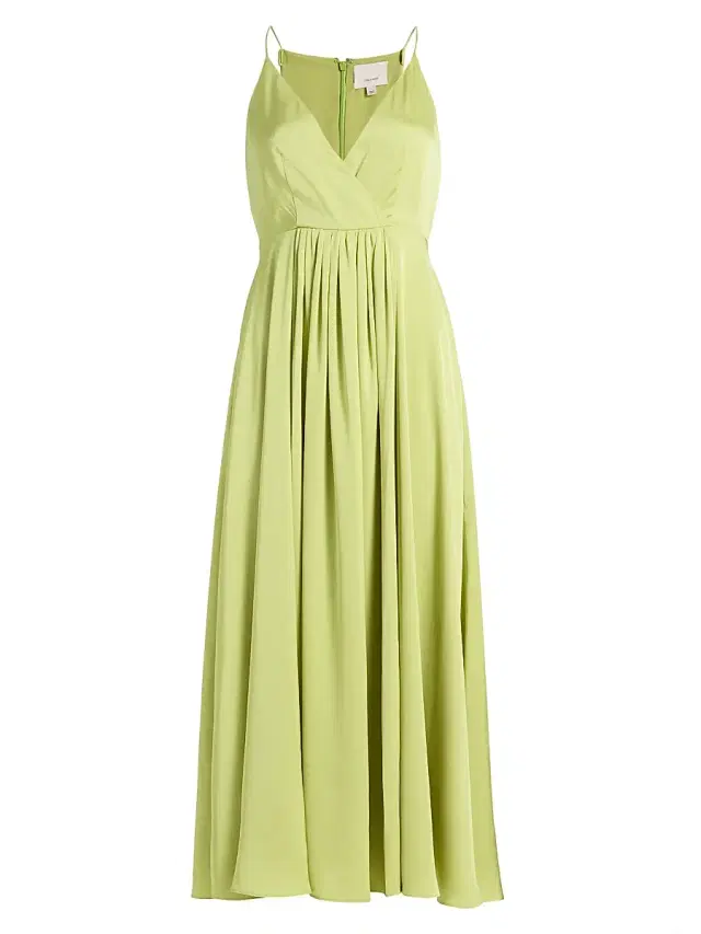 Cinq à Sept Women's Galina Satin A-Line Midi-Dress - Green Banana