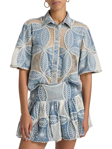 Poupette St Barth Women's Java Embellished Button-Front Shirt | Thumbnail 3 Poupette St Barth Women's Java Embellished Button-Front Shirt | Thumbnail 3