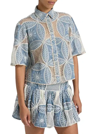 Poupette St Barth Women's Java Embellished Button-Front Shirt | Thumbnail 4 Poupette St Barth Women's Java Embellished Button-Front Shirt | Thumbnail 4