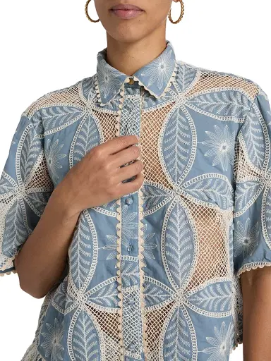Poupette St Barth Women's Java Embellished Button-Front Shirt | Thumbnail 6 Poupette St Barth Women's Java Embellished Button-Front Shirt | Thumbnail 6