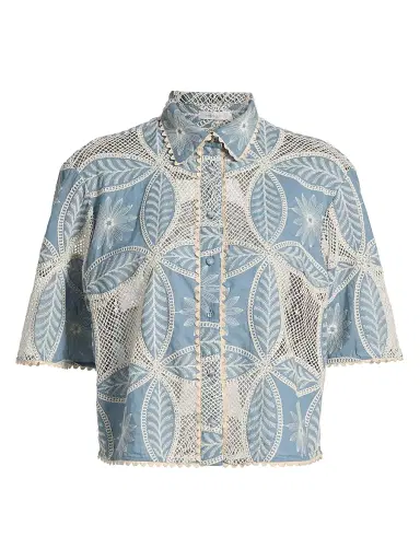 Poupette St Barth Women's Java Embellished Button-Front Shirt | Thumbnail 1 Poupette St Barth Women's Java Embellished Button-Front Shirt | Thumbnail 1
