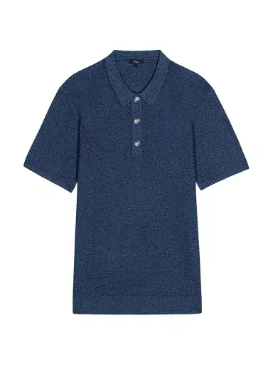 RAILS Men's Nathan Cotton-Cashmere Herringbone Knit Polo Shirt - Harbour - Size XXL | Thumbnail 1