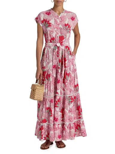 Poupette St Barth Women's Kora Floral Cap-Sleeve Shirtdress - Pink Padang | Thumbnail 3 Poupette St Barth Women's Kora Floral Cap-Sleeve Shirtdress - Pink Padang | Thumbnail 3