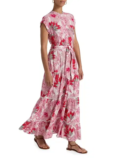 Poupette St Barth Women's Kora Floral Cap-Sleeve Shirtdress - Pink Padang | Thumbnail 4 Poupette St Barth Women's Kora Floral Cap-Sleeve Shirtdress - Pink Padang | Thumbnail 4