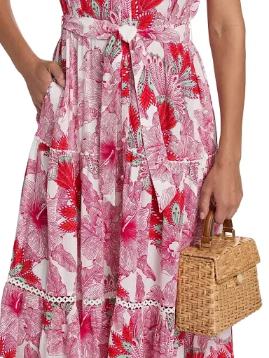 Poupette St Barth Women's Kora Floral Cap-Sleeve Shirtdress - Pink Padang | Thumbnail 6 Poupette St Barth Women's Kora Floral Cap-Sleeve Shirtdress - Pink Padang | Thumbnail 6
