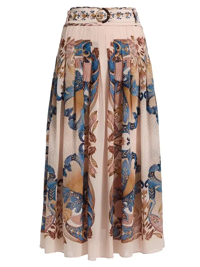 Women's Sea Garden Pleated Maxi Skirt - Pink