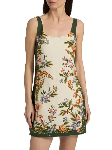 Farm Rio Women's Nature Sand Floral Linen Minidress - Sand - Size XL | Thumbnail 3 Farm Rio Women's Nature Sand Floral Linen Minidress - Sand - Size XL | Thumbnail 3