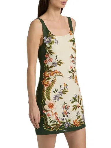 Farm Rio Women's Nature Sand Floral Linen Minidress - Sand - Size XL | Thumbnail 4 Farm Rio Women's Nature Sand Floral Linen Minidress - Sand - Size XL | Thumbnail 4