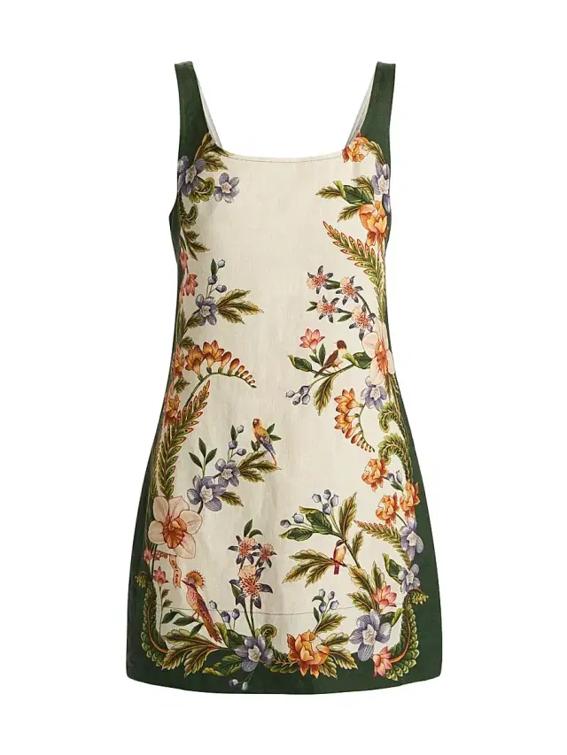 Women's Nature Sand Floral Linen Minidress - Sand