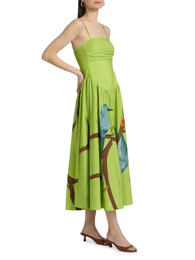 Farm Rio Women's Bird Print Poplin Tea-Length Dress | Thumbnail 4 Farm Rio Women's Bird Print Poplin Tea-Length Dress | Thumbnail 4