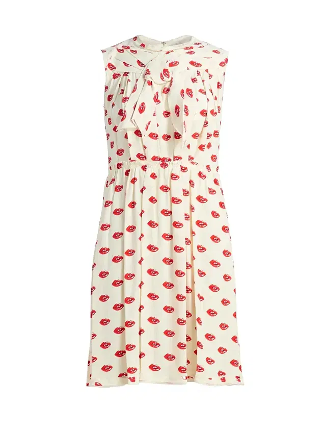 Marc Jacobs Women's Lips Pleated Midi-Dress -  Multi
