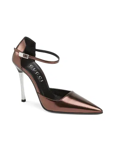 Gucci Women's Trinity 110MM Leather Pumps - Tabac - Size 12 | Thumbnail 2