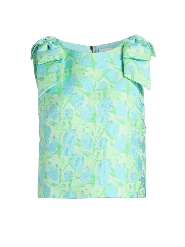 Lilly Pulitzer Women's Annaleese Jacquard Bow Crop Top - Capri Blue Tulip