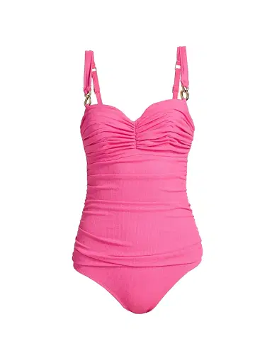 Lilly Pulitzer Women's Solaria Ruched One-Piece Swimsuit - Cherry Blossom Pink - Size 10 | Thumbnail 1 Lilly Pulitzer Women's Solaria Ruched One-Piece Swimsuit - Cherry Blossom Pink - Size 10 | Thumbnail 1