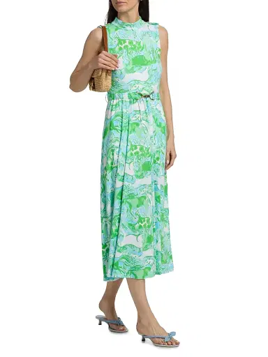 Lilly Pulitzer Women's Colman Belted Midi Dress - Capri Blue Galloping Gals - Size 14 | Thumbnail 2 Lilly Pulitzer Women's Colman Belted Midi Dress - Capri Blue Galloping Gals - Size 14 | Thumbnail 2