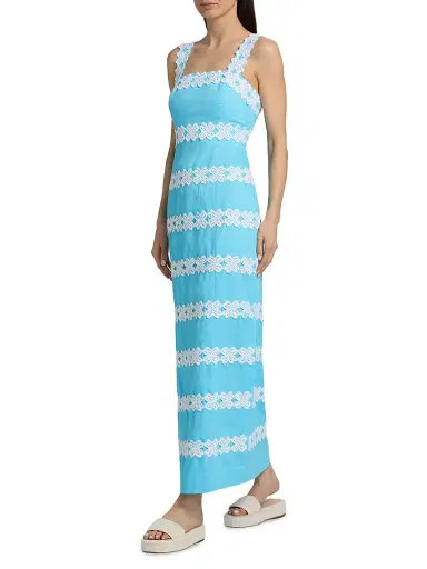 Lilly Pulitzer Women's Davis Lace Stripe Maxi Dress - Capri Blue - Size 16 | Thumbnail 2 Lilly Pulitzer Women's Davis Lace Stripe Maxi Dress - Capri Blue - Size 16 | Thumbnail 2