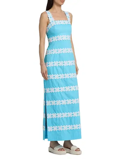 Lilly Pulitzer Women's Davis Lace Stripe Maxi Dress - Capri Blue - Size 16 | Thumbnail 4 Lilly Pulitzer Women's Davis Lace Stripe Maxi Dress - Capri Blue - Size 16 | Thumbnail 4