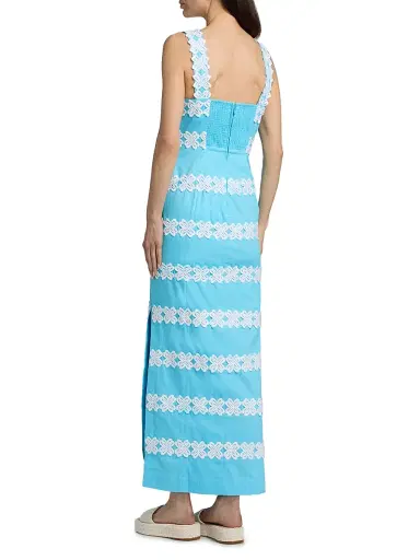 Lilly Pulitzer Women's Davis Lace Stripe Maxi Dress - Capri Blue - Size 16 | Thumbnail 5 Lilly Pulitzer Women's Davis Lace Stripe Maxi Dress - Capri Blue - Size 16 | Thumbnail 5