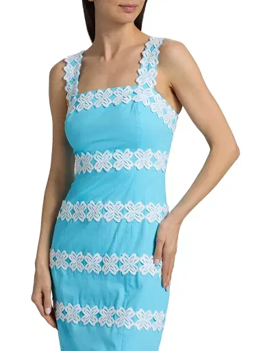 Lilly Pulitzer Women's Davis Lace Stripe Maxi Dress - Capri Blue - Size 16 | Thumbnail 6 Lilly Pulitzer Women's Davis Lace Stripe Maxi Dress - Capri Blue - Size 16 | Thumbnail 6