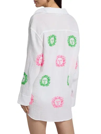 Lilly Pulitzer Women's Kwitney Embroidered Cover-Up Shirt - Resort White | Thumbnail 4 Lilly Pulitzer Women's Kwitney Embroidered Cover-Up Shirt - Resort White | Thumbnail 4