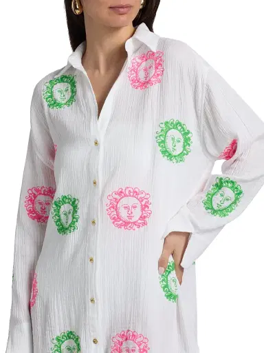 Lilly Pulitzer Women's Kwitney Embroidered Cover-Up Shirt - Resort White | Thumbnail 5 Lilly Pulitzer Women's Kwitney Embroidered Cover-Up Shirt - Resort White | Thumbnail 5