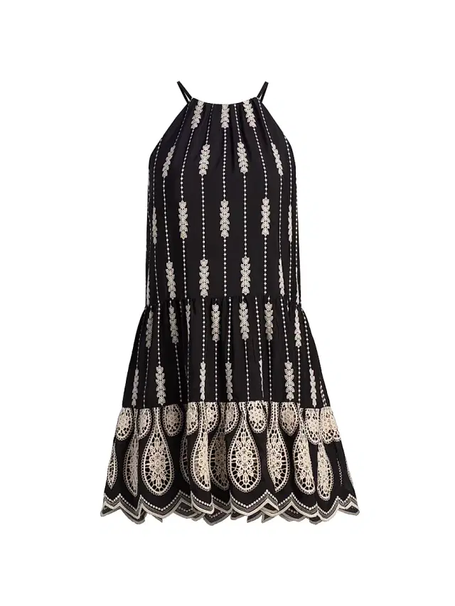 Women's Kaelyn Embroidered Minidress - Black Lace