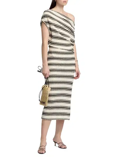 Ramy Brook Women's Striped Chet Midi-Dress - Black Stripe - Size Large | Thumbnail 4 Ramy Brook Women's Striped Chet Midi-Dress - Black Stripe - Size Large | Thumbnail 4