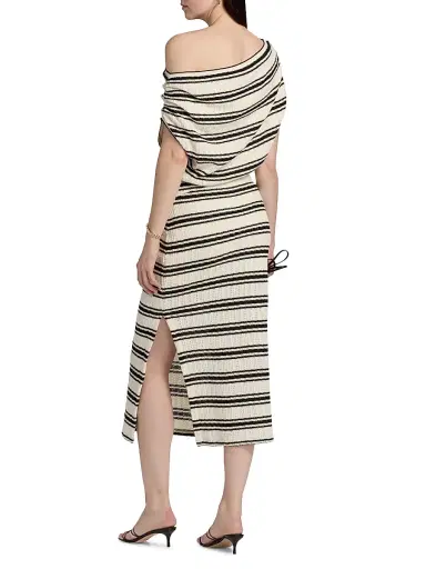 Ramy Brook Women's Striped Chet Midi-Dress - Black Stripe - Size Large | Thumbnail 5 Ramy Brook Women's Striped Chet Midi-Dress - Black Stripe - Size Large | Thumbnail 5