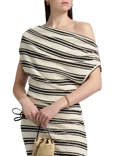 Ramy Brook Women's Striped Chet Midi-Dress - Black Stripe - Size Large | Thumbnail 6 Ramy Brook Women's Striped Chet Midi-Dress - Black Stripe - Size Large | Thumbnail 6
