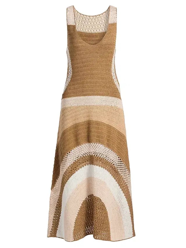 Women's Cadence Crochet Colorblock Midi-Dress - Sandstone Multi Colorblock