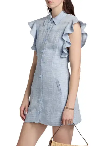 Ramy Brook Women's Nikki Textured Linen-Blend Shirtdress - Bazaar Blue Linen - Size 12 | Thumbnail 4 Ramy Brook Women's Nikki Textured Linen-Blend Shirtdress - Bazaar Blue Linen - Size 12 | Thumbnail 4