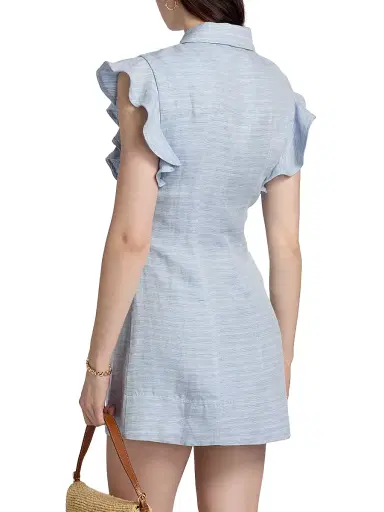 Ramy Brook Women's Nikki Textured Linen-Blend Shirtdress - Bazaar Blue Linen - Size 12 | Thumbnail 5 Ramy Brook Women's Nikki Textured Linen-Blend Shirtdress - Bazaar Blue Linen - Size 12 | Thumbnail 5