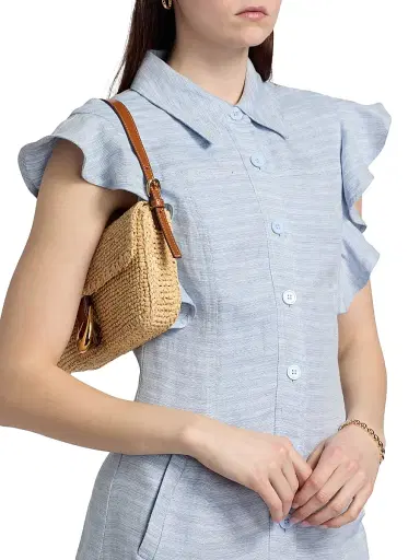 Ramy Brook Women's Nikki Textured Linen-Blend Shirtdress - Bazaar Blue Linen - Size 12 | Thumbnail 6 Ramy Brook Women's Nikki Textured Linen-Blend Shirtdress - Bazaar Blue Linen - Size 12 | Thumbnail 6