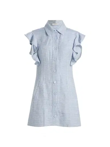 Ramy Brook Women's Nikki Textured Linen-Blend Shirtdress - Bazaar Blue Linen - Size 12 | Thumbnail 1 Ramy Brook Women's Nikki Textured Linen-Blend Shirtdress - Bazaar Blue Linen - Size 12 | Thumbnail 1