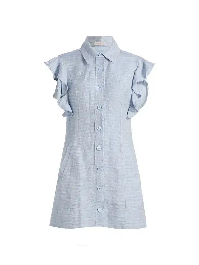 Ramy Brook Women's Nikki Textured Linen-Blend Shirtdress - Bazaar Blue Linen