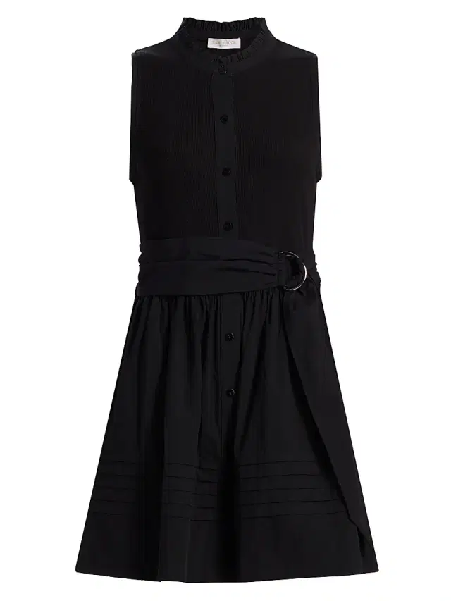 Women's Orla Cotton-Blend Belted Minidress - Black