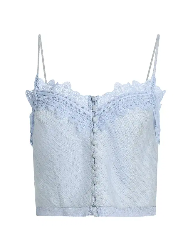 Women's Ayda Lace Linen-Blend Tank - Bazaar Blue Linen