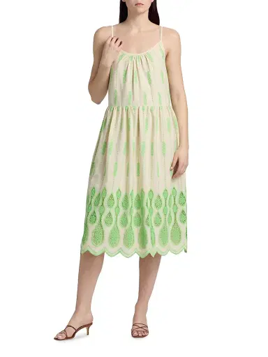 Ramy Brook Women's Sandra Embroidered Midi Dress - Bright Lime Lace - Size XXL | Thumbnail 2