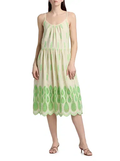 Ramy Brook Women's Sandra Embroidered Midi Dress - Bright Lime Lace - Size XXL | Thumbnail 3