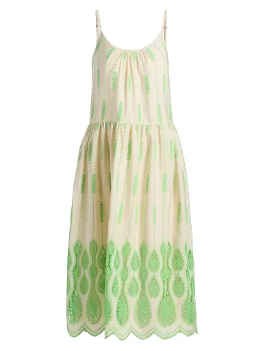 Ramy Brook Women's Sandra Embroidered Midi Dress - Bright Lime Lace - Size XXL | Thumbnail 1