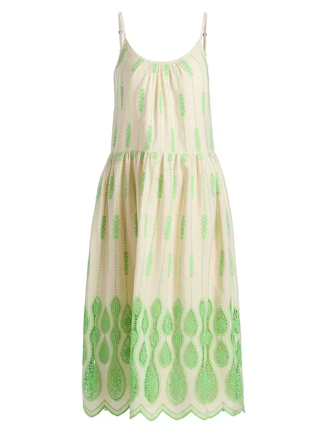 Women's Sandra Embroidered Midi Dress - Bright Lime Lace