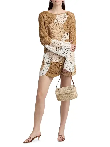 Ramy Brook Women's Carina Colorblocked Crochet Mini Dress - Sandstone Multi Colorblock - Size Large | Thumbnail 2 Ramy Brook Women's Carina Colorblocked Crochet Mini Dress - Sandstone Multi Colorblock - Size Large | Thumbnail 2