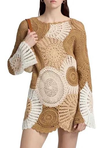Ramy Brook Women's Carina Colorblocked Crochet Mini Dress - Sandstone Multi Colorblock - Size Large | Thumbnail 3 Ramy Brook Women's Carina Colorblocked Crochet Mini Dress - Sandstone Multi Colorblock - Size Large | Thumbnail 3