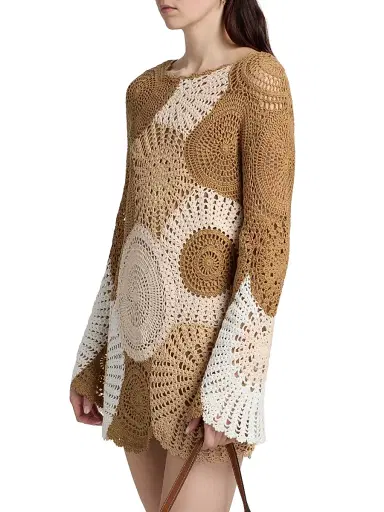 Ramy Brook Women's Carina Colorblocked Crochet Mini Dress - Sandstone Multi Colorblock - Size Large | Thumbnail 4 Ramy Brook Women's Carina Colorblocked Crochet Mini Dress - Sandstone Multi Colorblock - Size Large | Thumbnail 4