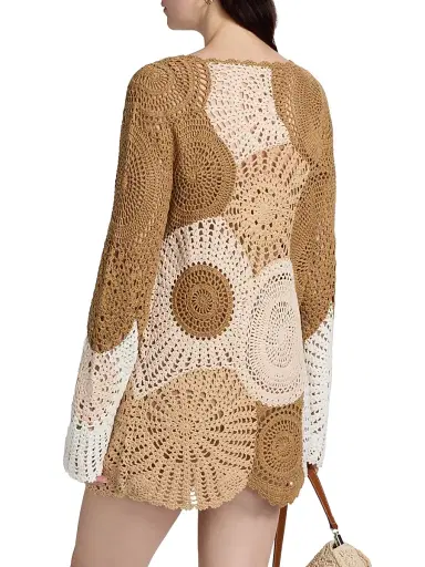 Ramy Brook Women's Carina Colorblocked Crochet Mini Dress - Sandstone Multi Colorblock - Size Large | Thumbnail 5 Ramy Brook Women's Carina Colorblocked Crochet Mini Dress - Sandstone Multi Colorblock - Size Large | Thumbnail 5