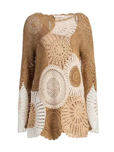 Ramy Brook Women's Carina Colorblocked Crochet Mini Dress - Sandstone Multi Colorblock - Size Large | Thumbnail 1 Ramy Brook Women's Carina Colorblocked Crochet Mini Dress - Sandstone Multi Colorblock - Size Large | Thumbnail 1