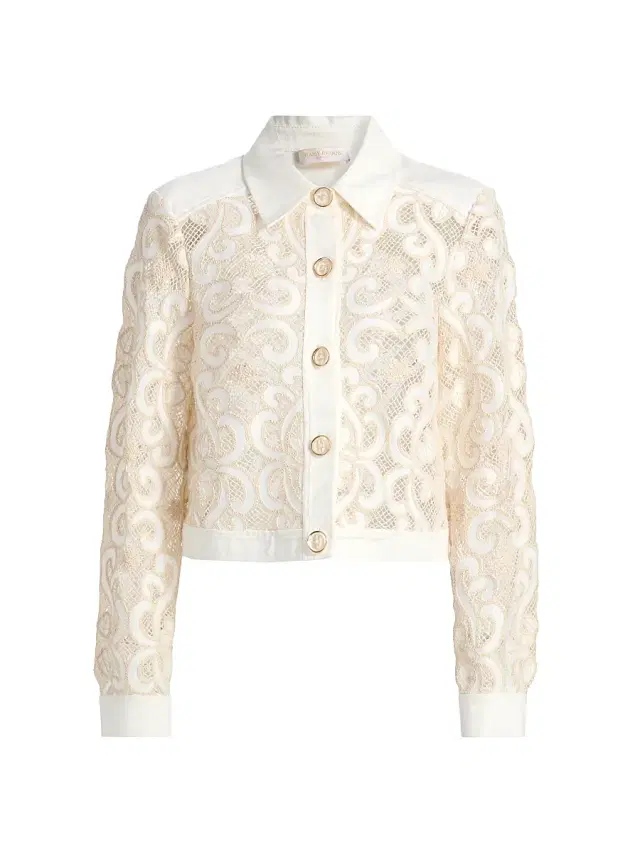 Ramy Brook Women's Saphire Embroidered Denim Jacket - White Denim Embroidery