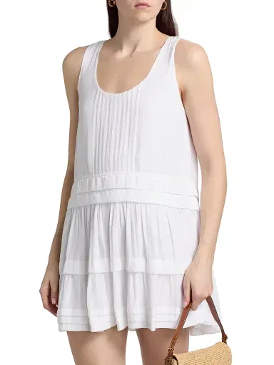Ramy Brook Women's Paola Pintuck Mini Dress - Ivory - Size XL | Thumbnail 3 Ramy Brook Women's Paola Pintuck Mini Dress - Ivory - Size XL | Thumbnail 3