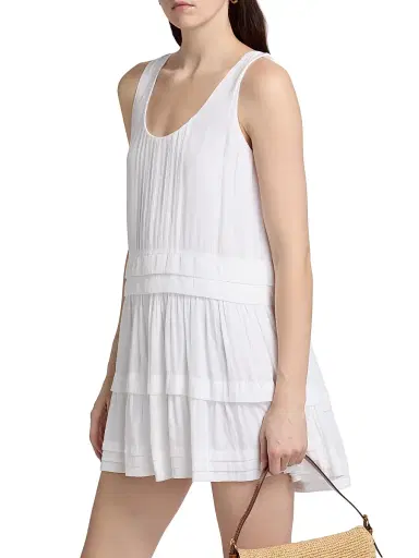 Ramy Brook Women's Paola Pintuck Mini Dress - Ivory - Size XL | Thumbnail 4 Ramy Brook Women's Paola Pintuck Mini Dress - Ivory - Size XL | Thumbnail 4