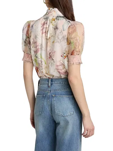 Alice + Olivia Women's Brentley Floral Tieneck Blouse - Sweet Peony - Size XS | Thumbnail 5 Alice + Olivia Women's Brentley Floral Tieneck Blouse - Sweet Peony - Size XS | Thumbnail 5
